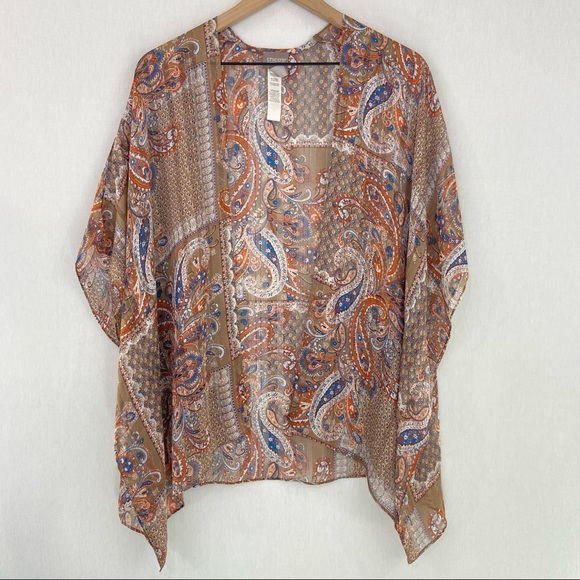 Chico's Kimonos & Yukatas Chicos Sm Sheer Floral Tinsel Open Front